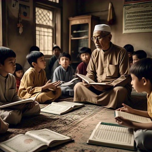 ustad_with_children_learning_alquran_asian_face